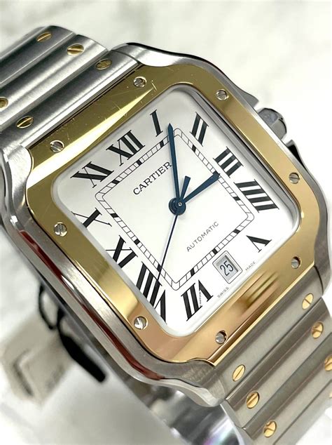 cartier 2 tone watch|cartier santos bezel.